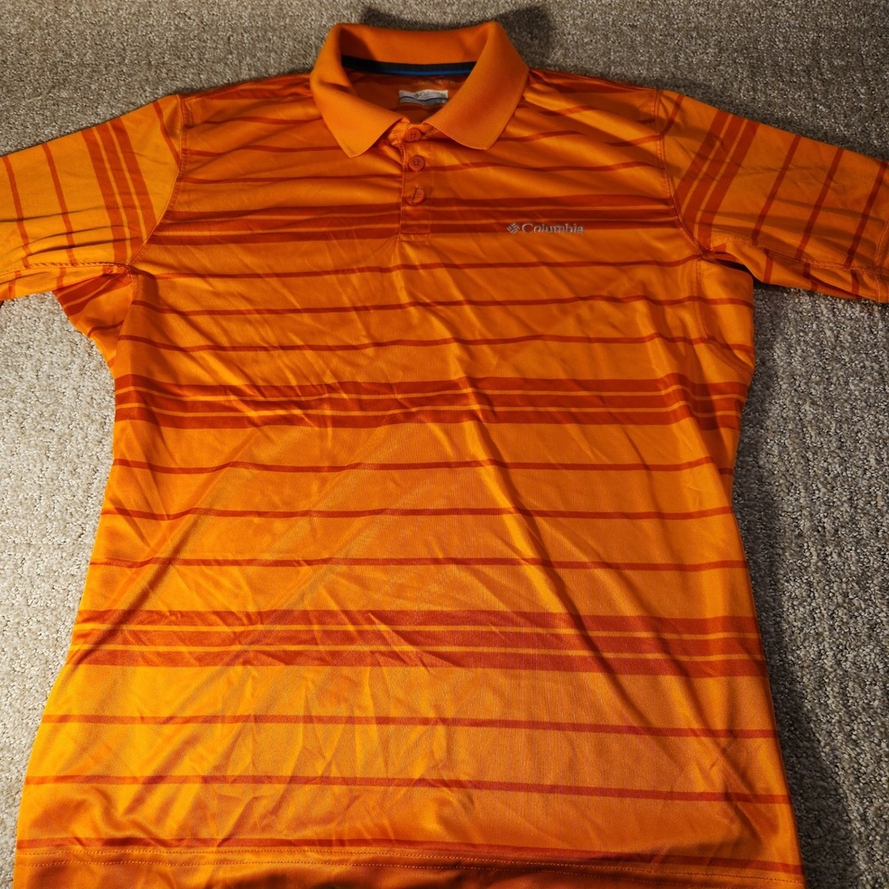Columbia Sportswear Mens Size M Polo Shirt Omni-Shade Sun Protection Orange